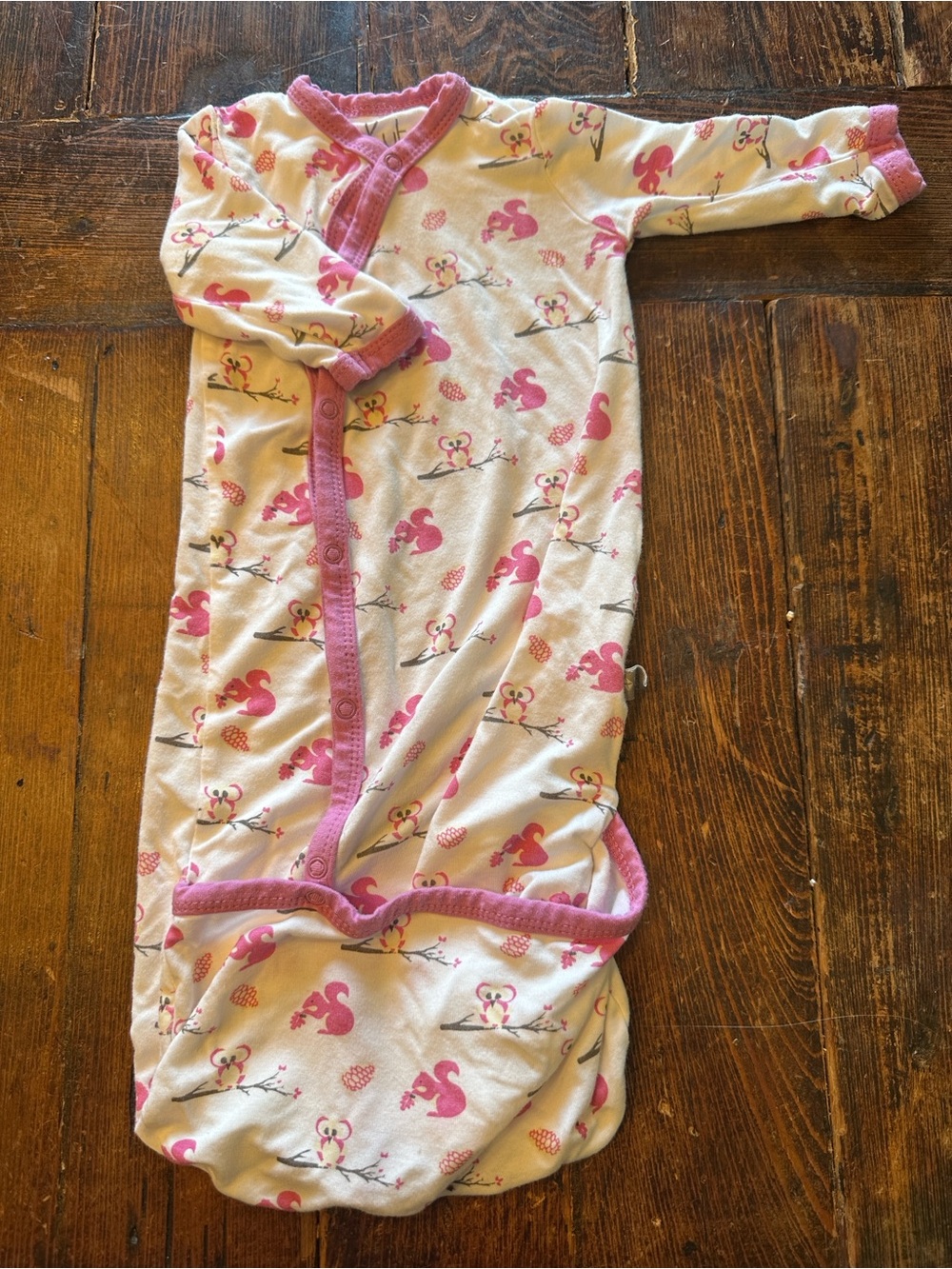 Kyte BABY Pink and Cream Squirrel and Owl  Print Sleep Sack-SizeNB